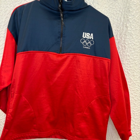 2012 London Olympics Team USA Red & Navy Blue 1/4 Zip Pullover Jacket Si… - Picture 2 of 10